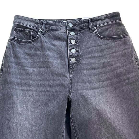 Loft Womens Curvy High Waist Flare Jeans Frayed Hem Button Fly Charcoal Gray u - Picture 5 of 11